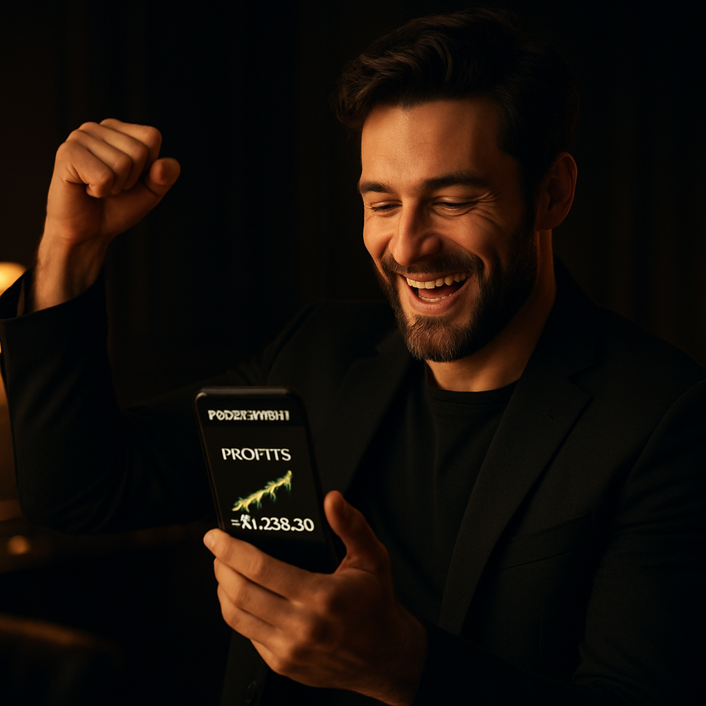 Creator celebrating revenue success