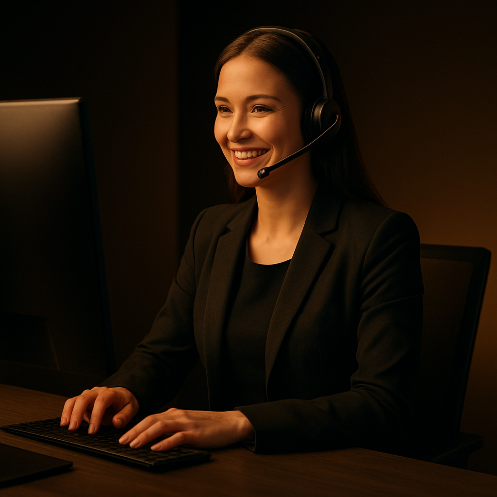 Virtual support team member with headset